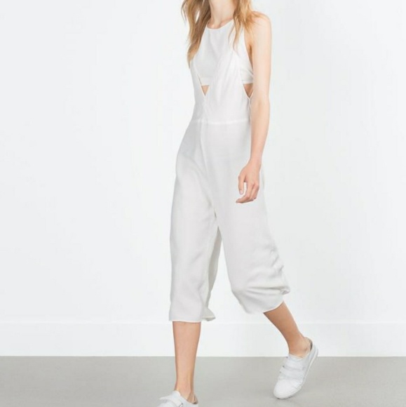 zara white overalls